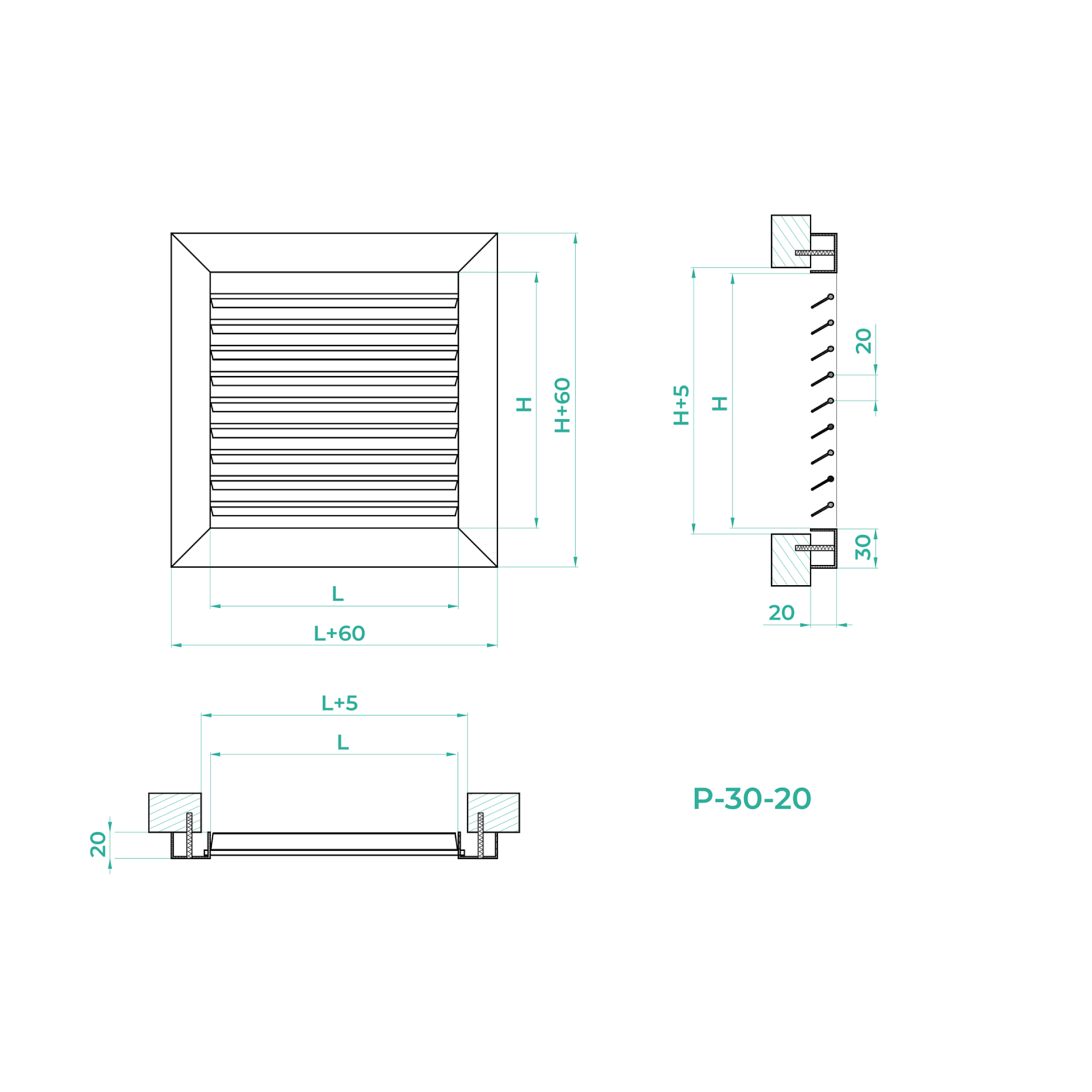 Решітка накладна регульована Р-30-20 №2