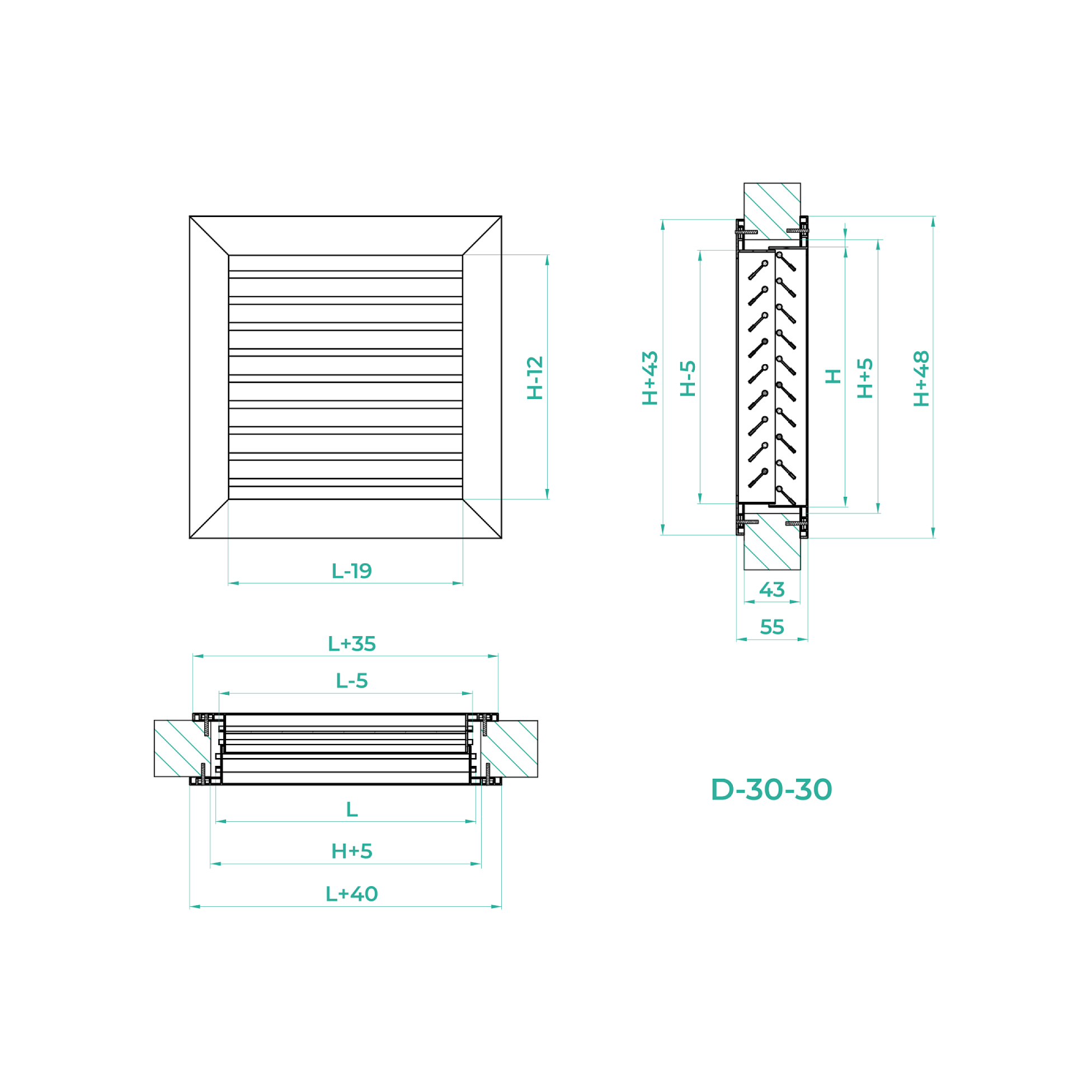 Решітка дверна нерегулюєма D-30-30 №2