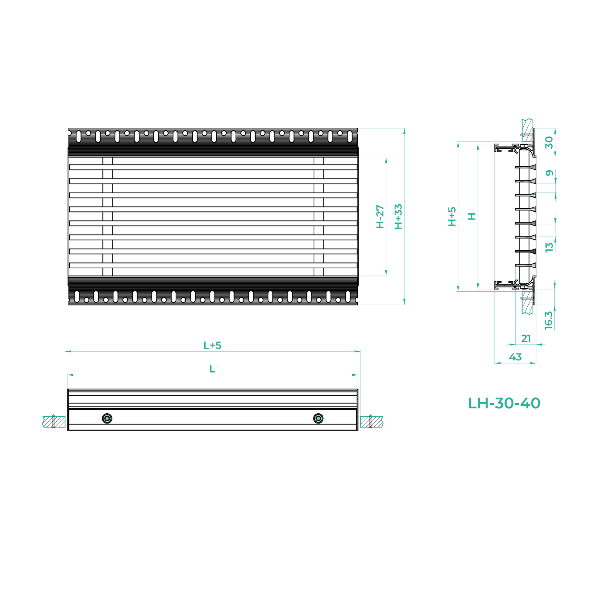 Решітка прихованого монтажу LH-30-40 №2