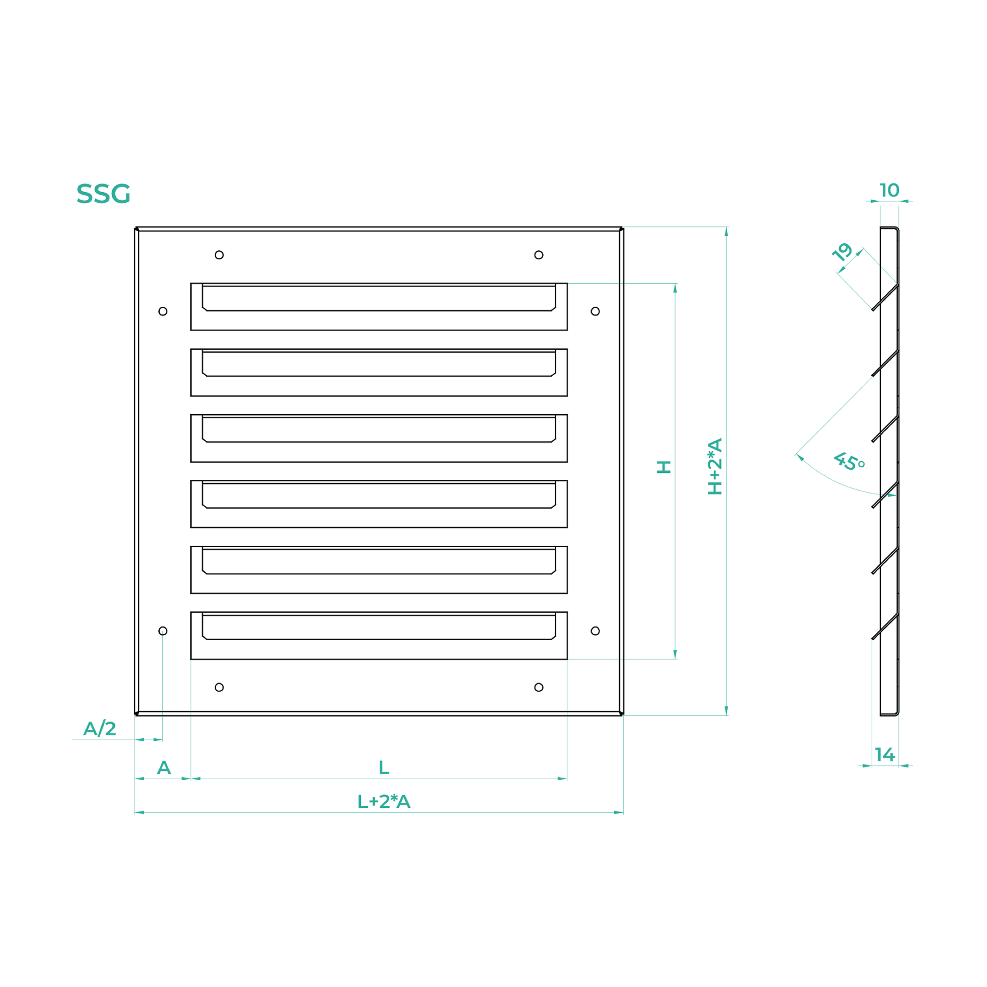 Решітка накладна нержавіюча SSG №4